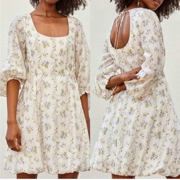 Brock Collection x H&M Collab Mini Bubble Hem Dress in White Floral Size XS NWT - Picture 2 of 10